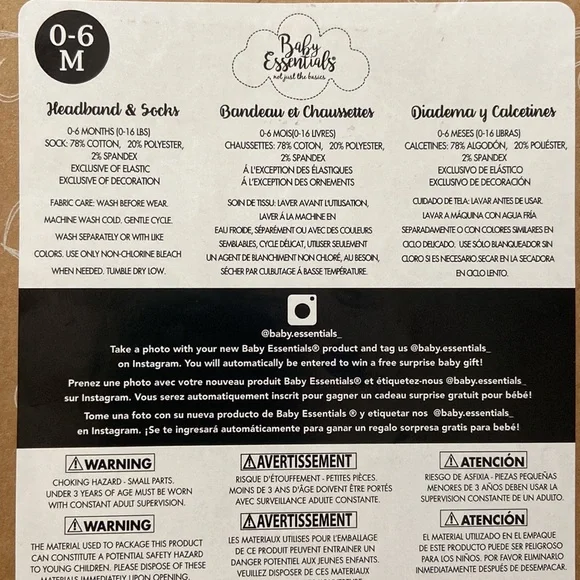 Baby Essentials Socks & Headband Set (Size: 0-6M) (Color: Red/White) - Picture 2 of 2